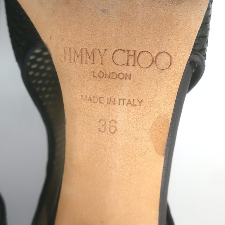 Jimmy Choo Tamali Open Toe Booties Black Perforated Leather &amp; Mesh Size 36