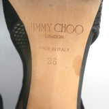 Jimmy Choo Tamali Open Toe Booties Black Perforated Leather & Mesh Size 36