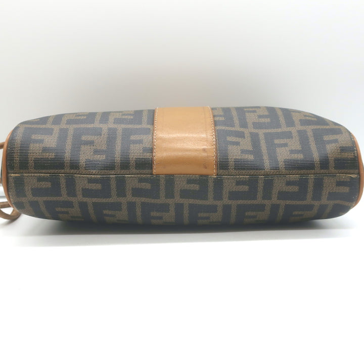 Vintage Fendi FF Zucca Coated Canvas Medium Shoulder Bag Brown