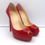 Christian Louboutin Lady Peep Platform Pumps Red Patent Leather Size 38