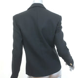 Balmain Double Breasted Blazer Jacket Black Stretch Wool Size 38