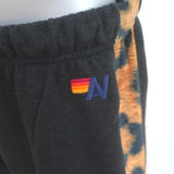 Aviator Nation Cheetah Stripe Sweatpants Black Size Large