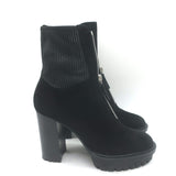 Gianvito Rossi Mason Zip-Front Platform Ankle Boots Black Suede Size 36.5 NEW