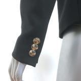 Balmain Double Breasted Blazer Jacket Black Stretch Wool Size 38