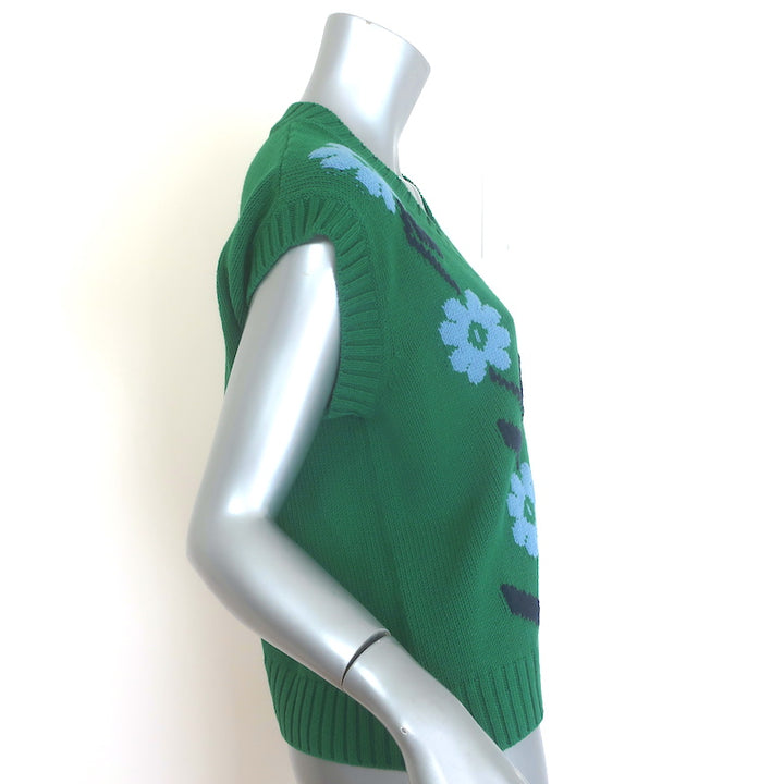 Weekend Max Mara Austria Floral-Embroidered Sweater Vest Green Size Small