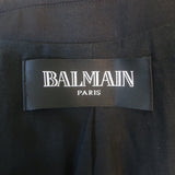 Balmain Double Breasted Blazer Jacket Black Stretch Wool Size 38