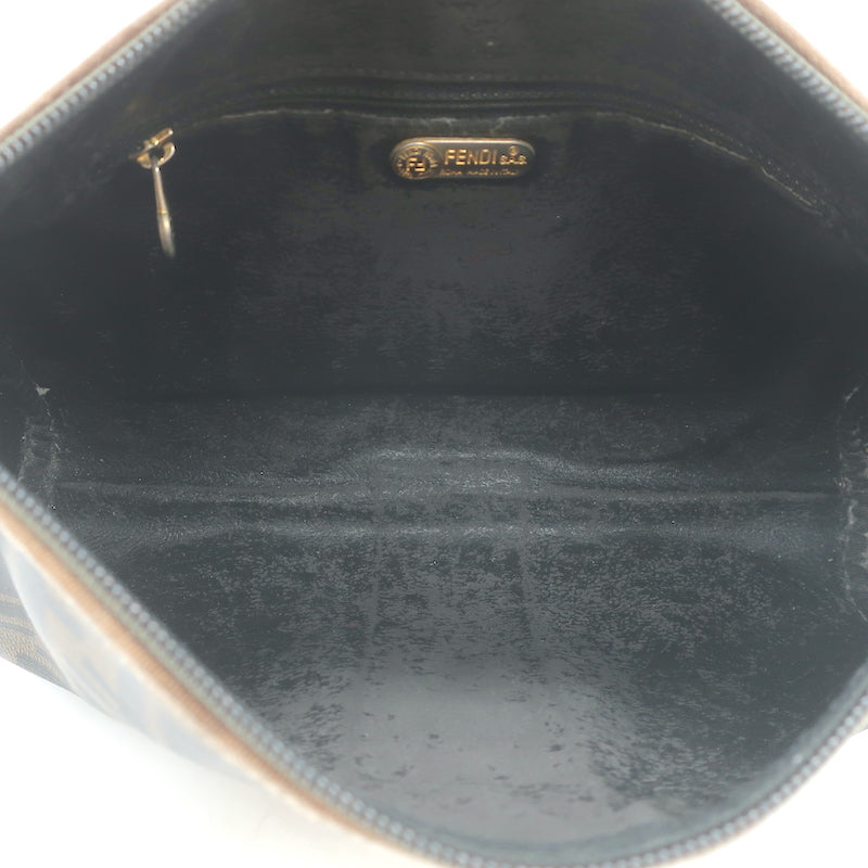 Vintage Fendi FF Zucca Coated Canvas Medium Shoulder Bag Brown
