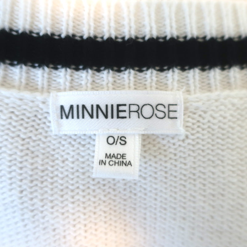 Minnie Rose Stripe-Trim Oversized Cardigan White/Black Cotton-Cashmere One Size