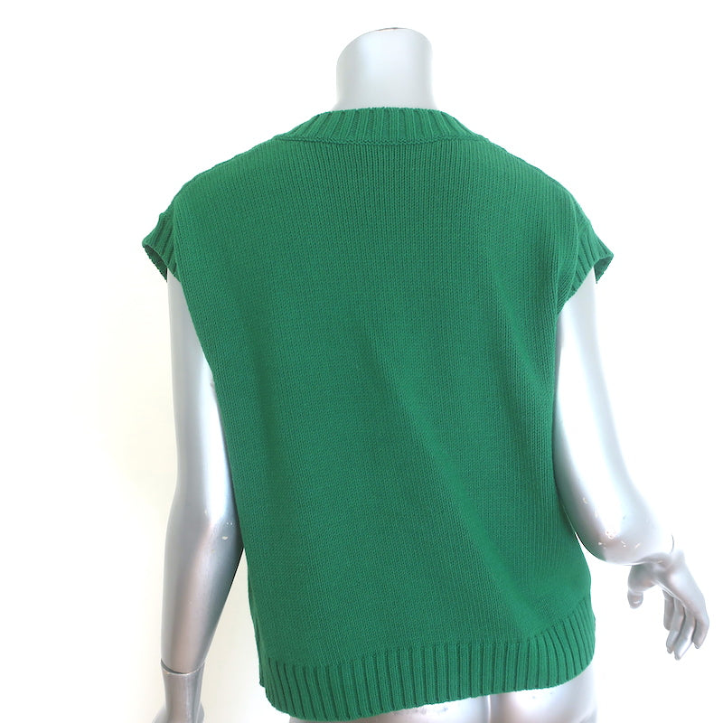 Weekend Max Mara Austria Floral-Embroidered Sweater Vest Green Size Small