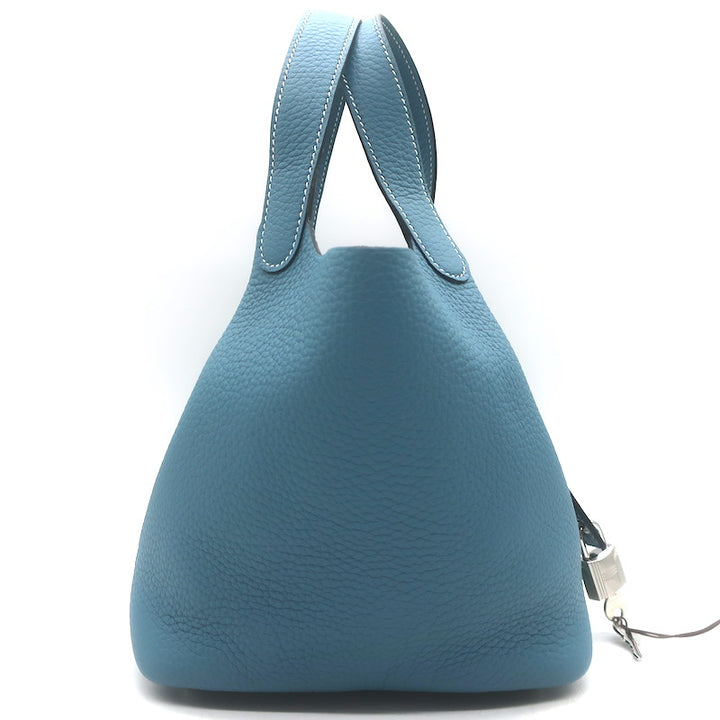 Hermes Picotin Lock 18 Bag Blue Jean Taurillon Clemence Leather NEW