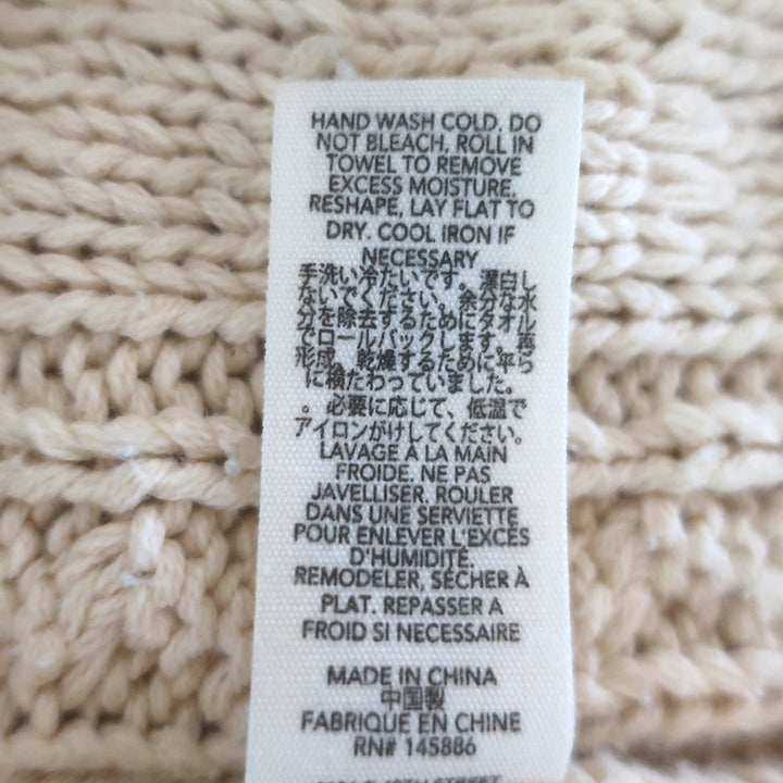 THE GREAT The Floral Cable Knit Sweater Ivory Cotton-Blend Size 3
