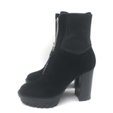 Gianvito Rossi Mason Zip-Front Platform Ankle Boots Black Suede Size 36.5 NEW