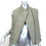 Brunello Cucinelli Asymmetric-Zip Down Puffer Vest Sage Cotton-Silk Size 40