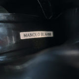 Manolo Blahnik Rosie Ankle Boots Black Leather & Suede Size 35.5