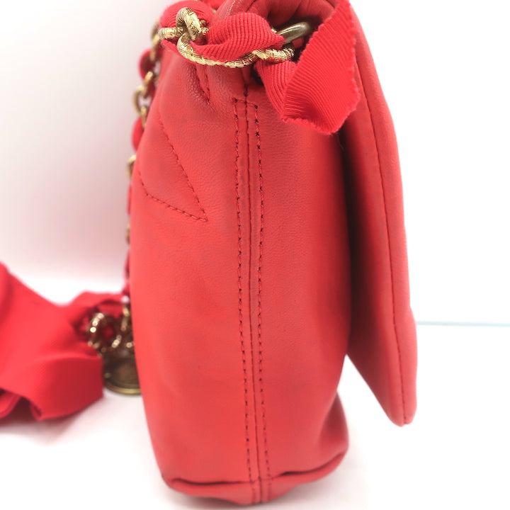 Lanvin Happy Mini Pop Crossbody Bag Red Quilted Leather