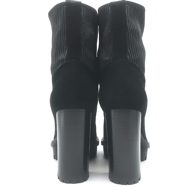 Gianvito Rossi Mason Zip-Front Platform Ankle Boots Black Suede Size 36.5 NEW