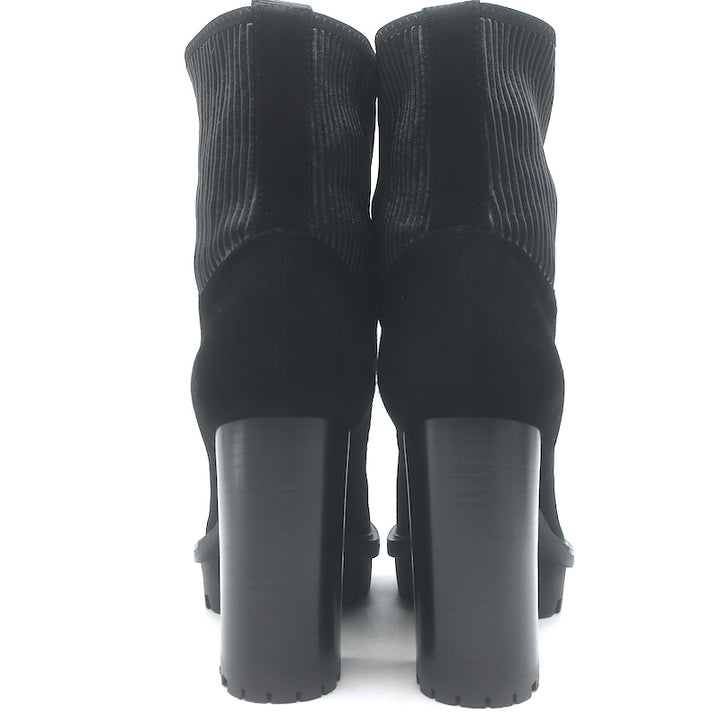 Gianvito Rossi Mason Zip-Front Platform Ankle Boots Black Suede Size 36.5 NEW