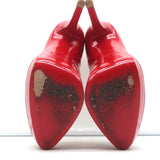 Christian Louboutin Lady Peep Platform Pumps Red Patent Leather Size 38