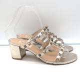 Valentino Rockstud Slide Sandals Gold Metallic Leather Size 36 Open Toe Heels