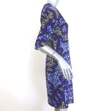 Marni V-Neck Dress Purpe/Blue Printed Crepe Size 38