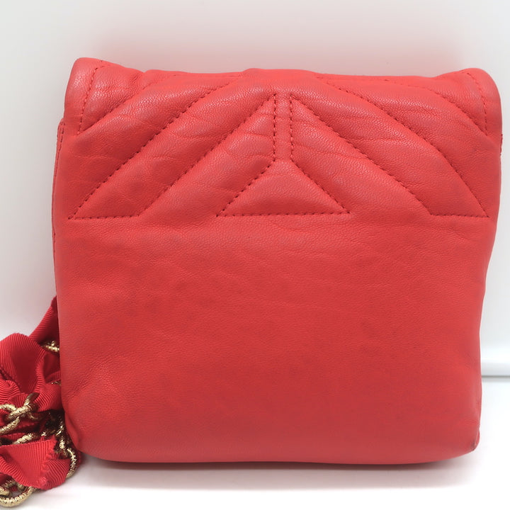 Lanvin Happy Mini Pop Crossbody Bag Red Quilted Leather