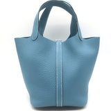 Hermes Picotin Lock 18 Bag Blue Jean Taurillon Clemence Leather NEW