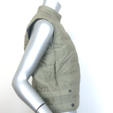 Brunello Cucinelli Asymmetric-Zip Down Puffer Vest Sage Cotton-Silk Size 40