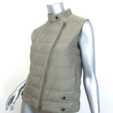 Brunello Cucinelli Asymmetric-Zip Down Puffer Vest Sage Cotton-Silk Size 40