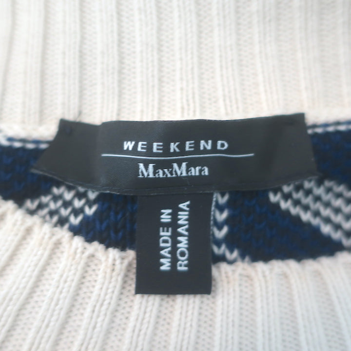 Weekend by Max Mara Odeon Floral Jacquard Sweater Cream Cotton-Blend Size Small
