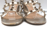 Valentino Rockstud Slide Sandals Gold Metallic Leather Size 36 Open Toe Heels