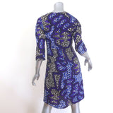 Marni V-Neck Dress Purpe/Blue Printed Crepe Size 38