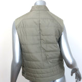 Brunello Cucinelli Asymmetric-Zip Down Puffer Vest Sage Cotton-Silk Size 40