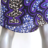 Marni V-Neck Dress Purpe/Blue Printed Crepe Size 38