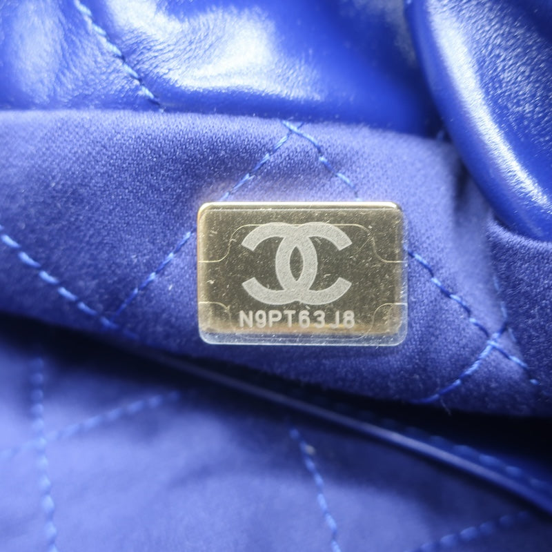 Chanel Mini 22 Hobo Cobalt Blue Shiny Calfskin Leather Crossbody NEW