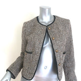Reiss Luna Cropped Tweed Jacket Brown Wool-Blend Size US 4