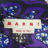 Marni V-Neck Dress Purpe/Blue Printed Crepe Size 38