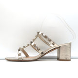 Valentino Rockstud Slide Sandals Gold Metallic Leather Size 36 Open Toe Heels