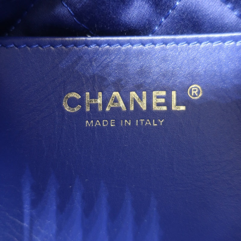 Chanel Mini 22 Hobo Cobalt Blue Shiny Calfskin Leather Crossbody NEW