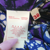 Marni V-Neck Dress Purpe/Blue Printed Crepe Size 38