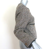 Reiss Luna Cropped Tweed Jacket Brown Wool-Blend Size US 4