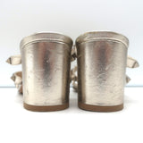 Valentino Rockstud Slide Sandals Gold Metallic Leather Size 36 Open Toe Heels