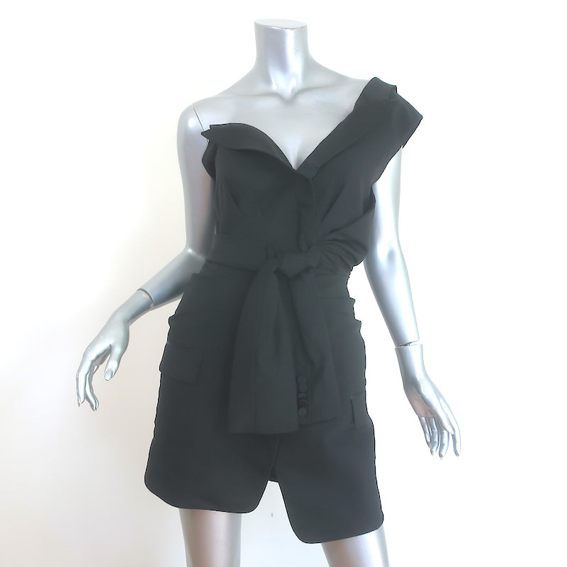Alexander Wang Deconstructed Tie-Front Mini Tuxedo Dress Black Size 4 NEW