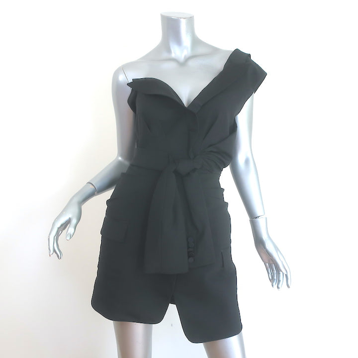 Alexander Wang Deconstructed Tie-Front Mini Tuxedo Dress Black Size 4 NEW
