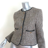 Reiss Luna Cropped Tweed Jacket Brown Wool-Blend Size US 4