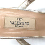 Valentino Rockstud Slide Sandals Gold Metallic Leather Size 36 Open Toe Heels