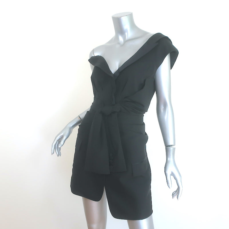Alexander Wang Deconstructed Tie-Front Mini Tuxedo Dress Black Size 4 NEW