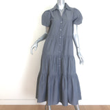 Brochu Walker The Havana Puff Sleeve Tiered Midi Dress Gray Chambray Size Small
