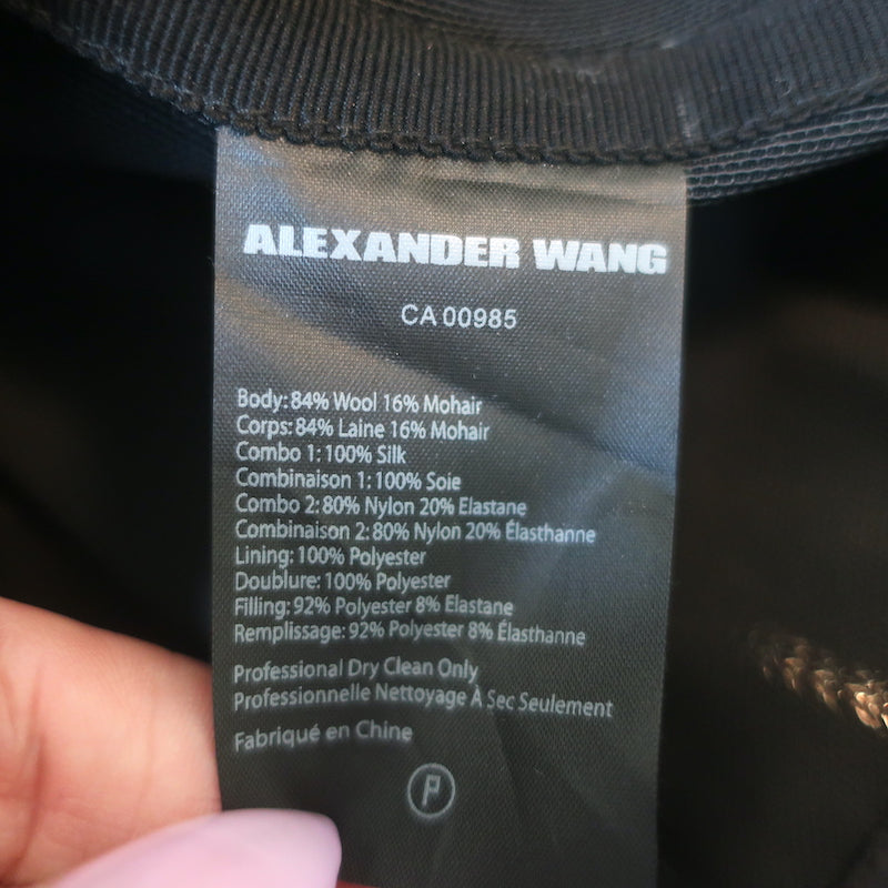 Alexander Wang Deconstructed Tie-Front Mini Tuxedo Dress Black Size 4 NEW