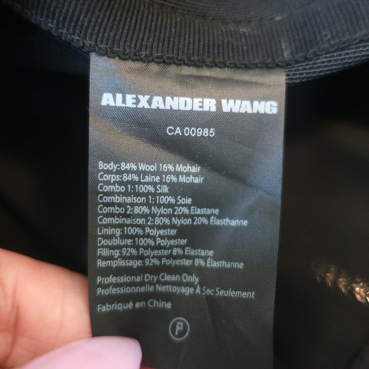 Alexander Wang Deconstructed Tie-Front Mini Tuxedo Dress Black Size 4 NEW