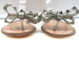 Valentino Rockstud Bow Jelly Flat Thong Sandals Silver Metallic Size 36